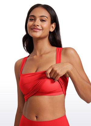 Longline Sports Bra Crop Top - Built-in Bra, Extended Hem