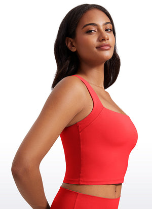 Longline Sports Bra Crop Top - Built-in Bra, Extended Hem