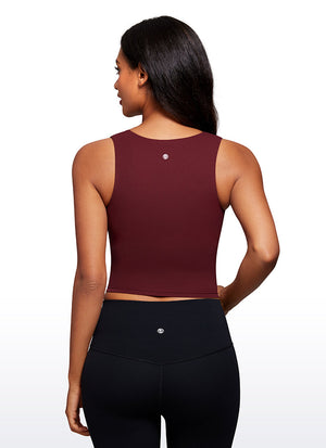 Longline Sports Bra Crop Top - Built-in Bra, Extended Hem