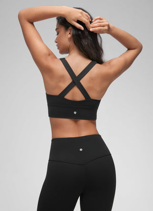 Ruched V Neck Longline Bra - Ruched Detail, V Neck, Longline