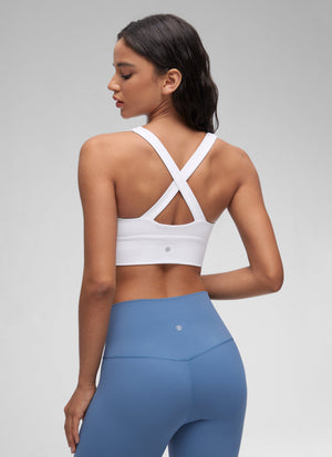 Ruched V Neck Longline Bra - Ruched Detail, V Neck, Longline