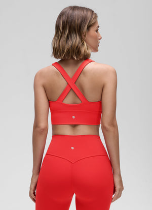 Ruched V Neck Longline Bra - Ruched Detail, V Neck, Longline