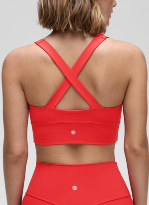 Ruched V Neck Longline Bra - Ruched Detail, V Neck, Longline