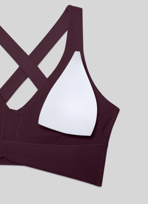 Ruched V Neck Longline Bra - Ruched Detail, V Neck, Longline