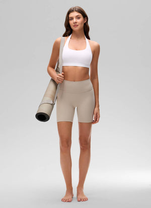 Open Back Sports Bra - Scoop Neck, Cut-out Back