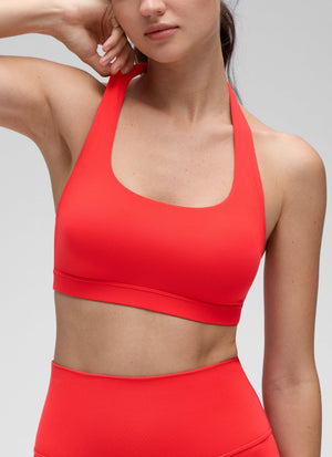 Open Back Sports Bra - Scoop Neck, Cut-out Back