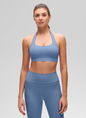 Open Back Sports Bra - Scoop Neck, Cut-out Back