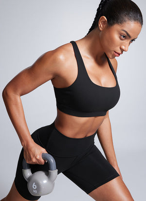 Criss Cross Back Sports Bra - Breathable Fabric, Secure Fit