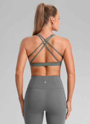 Criss Cross Back Sports Bra - Breathable Fabric, Secure Fit