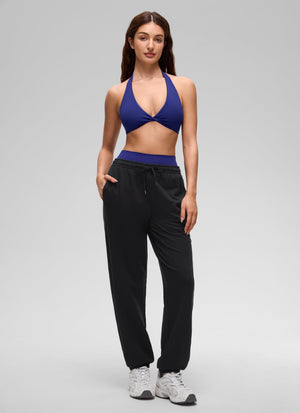 Halter Neck Sports Bra - Twist Front, Double Lined