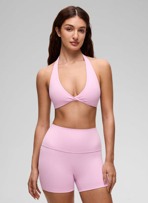 Halter Neck Sports Bra - Twist Front, Double Lined