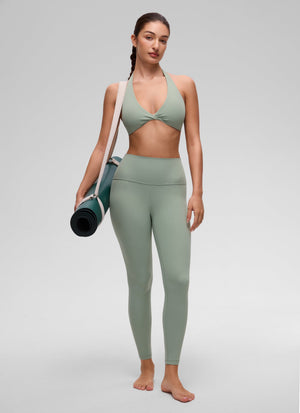 Halter Neck Sports Bra - Twist Front, Double Lined