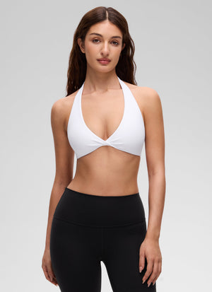 Halter Neck Sports Bra - Twist Front, Double Lined
