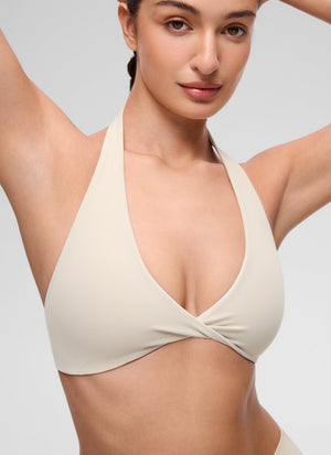 Halter Neck Sports Bra - Twist Front, Double Lined