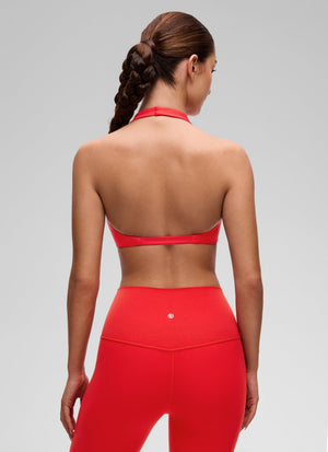 Halter Neck Sports Bra - Twist Front, Double Lined