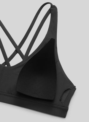 Low Cut Strappy Bra - Low Neckline, Strappy Design