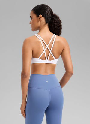 Low Cut Strappy Bra - Low Neckline, Strappy Design