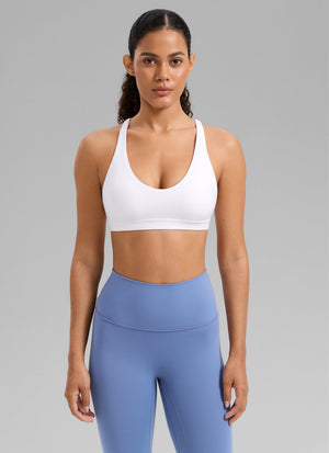Low Cut Strappy Bra - Low Neckline, Strappy Design