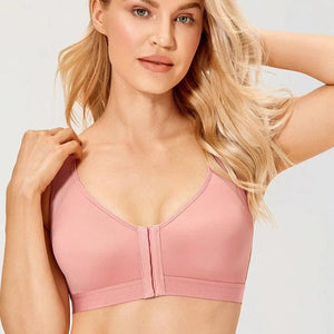 Back view of black wireless bra with wide supportive racerback-style straps and smooth band - MissFine