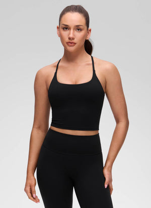 Cross Back Bra Tank Top - Twist Cross Back, Built-in Support