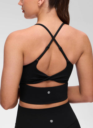 Cross Back Bra Tank Top - Twist Cross Back, Built-in Support