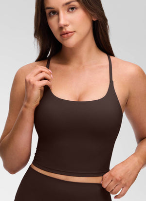 Cross Back Bra Tank Top - Twist Cross Back, Built-in Support