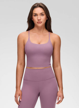Cross Back Bra Tank Top - Twist Cross Back, Built-in Support
