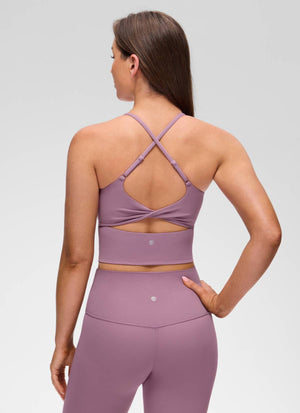 Cross Back Bra Tank Top - Twist Cross Back, Built-in Support