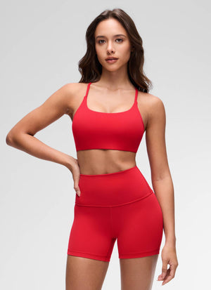 Cross Back Sports Bra - Twist Design, Secure Hold