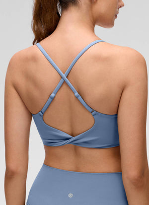 Cross Back Sports Bra - Twist Design, Secure Hold
