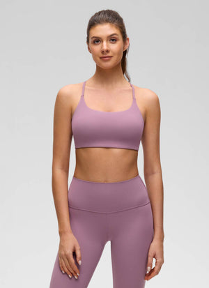 Cross Back Sports Bra - Twist Design, Secure Hold
