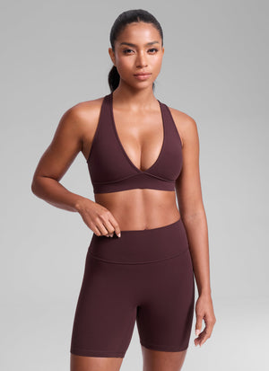 High Support Sports Bra - Wide Straps, Cross Back - Plum