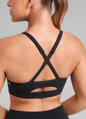 Keyhole Cross Back Sports Bra - Keyhole Detail, Cross Back