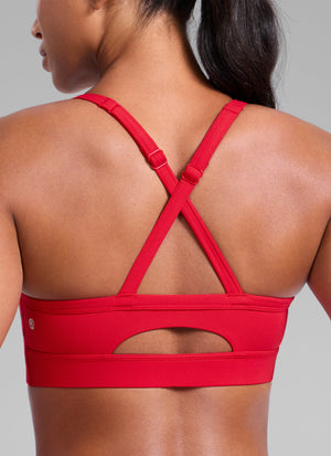 Keyhole Cross Back Sports Bra - Keyhole Detail, Cross Back