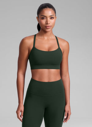 Keyhole Cross Back Sports Bra - Keyhole Detail, Cross Back