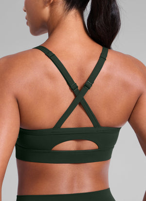 Keyhole Cross Back Sports Bra - Keyhole Detail, Cross Back