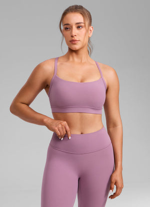 Keyhole Cross Back Sports Bra - Keyhole Detail, Cross Back