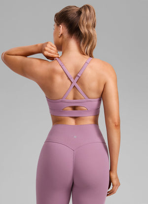 Keyhole Cross Back Sports Bra - Keyhole Detail, Cross Back