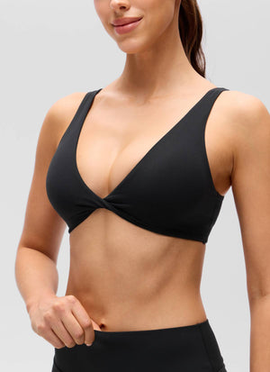 V Neck Sports Bra - Twist Front, U Back