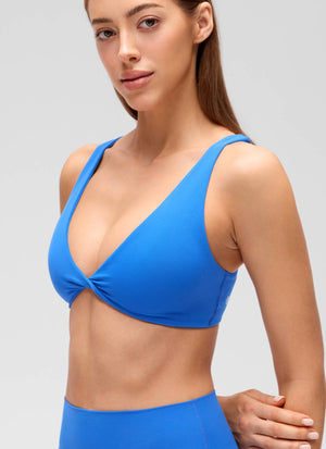 V Neck Sports Bra - Twist Front, U Back