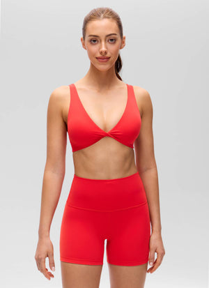 V Neck Sports Bra - Twist Front, U Back