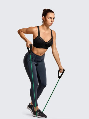 Front close-up of white seamless sports bra with molded full coverage cups and mesh side panels - MissFine