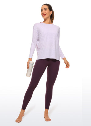 Yoga Leggings in Butterluxe Fabric - Seamless Waist, 25 Inch Deep Purple - view 4