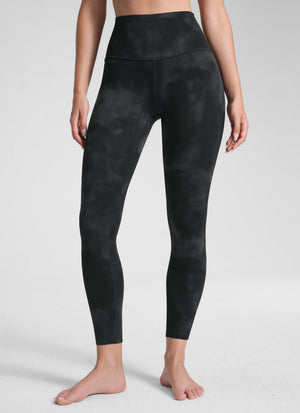 Yoga Leggings in Butterluxe Fabric - Seamless Waist, 25 Inch Black Tie Dye Flowers - view 1