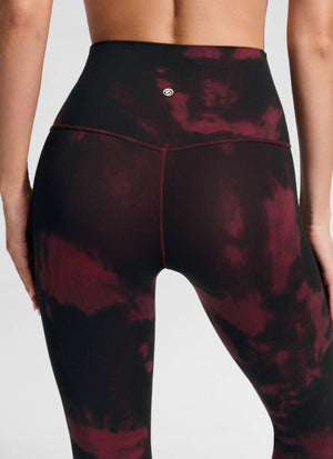 Yoga Leggings in Butterluxe Fabric - Seamless Waist, 25 Inch Burgundy Tie Dye Flowers - view 4
