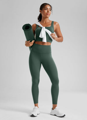 Yoga Leggings in Butterluxe Fabric - Seamless Waist, 25 Inch Dark Forest Green - view 3