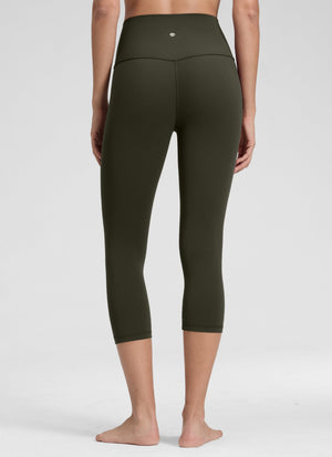 Yoga Leggings in Butterluxe Fabric - 19 Inch Petite Fit Olive Green - view 2