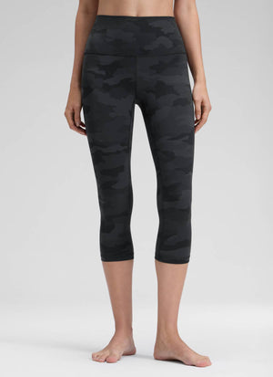 Yoga Leggings in Butterluxe Fabric - 19 Inch Petite Fit Dark Grey Camouflage 2 - view 1