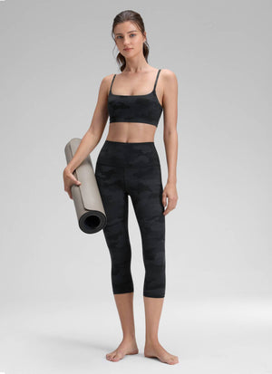 Yoga Leggings in Butterluxe Fabric - 19 Inch Petite Fit Dark Grey Camouflage 2 - view 3
