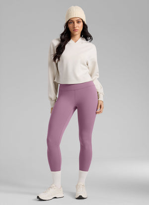 Thermal Fleece Lined Leggings - Matte Finish, 25 Inch Light Lavender - view 3